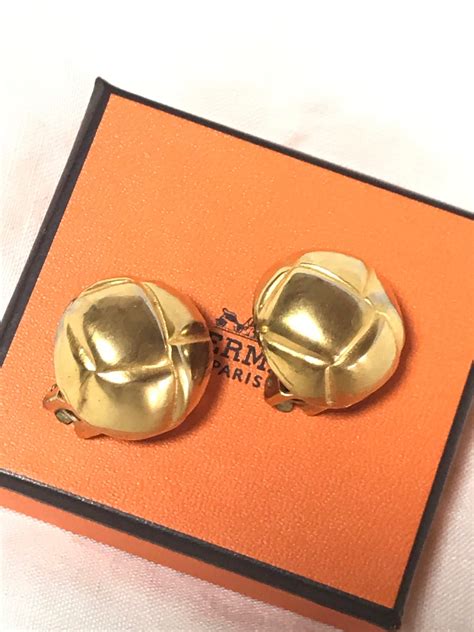 authentic hermes gold tone round earrings h178|authentic hermes earrings for sale.